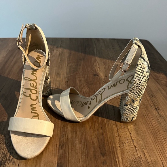 Sam Edelman White & Python Print Heels - Picture 2 of 5